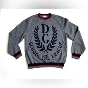 Dolce & Gabbana Gray Kids Sweater with Navy Accents